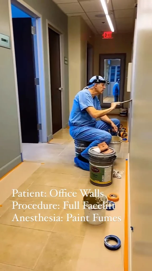 Please pardon our dust as Dr. Vartany performs a #facelift on our office! 😉

#Fresh and #fabulous. Walls look #younger, staff looks high. 🤣. 10/10 rejuvenation, 0/10 ventilation. 

#office #glowup #paintmelikeoneofyourfrenchgirls  uhhh, we mean “patients” 😬