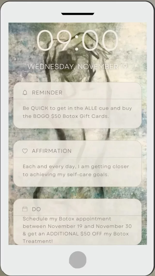 ONE WEEK #COUNTDOWN 🗓️⏰

Be #ready!  @alle #BOGO #giftcards go live at 9am on #November 19!

#limited quantities - Don’t miss out!

#botox #allergan @allergan_medical_institute @allerganaesthetics 

Be sure to #book your #appointment between November 19-30 to #SAVE an #EXTRA $50 on your #botoxtreatment 

Restrictions apply.  #selfcare #goals #glowup