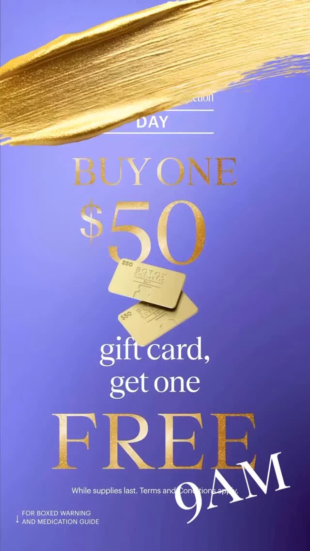 Get Ready!  Get Set!  #GLOW 🌟

#BOTOXDAY is HERE!!! #Giftcards go #LIVE at 9AM!  HURRY!!! Only while supplies last!

WWW.ALLE.COM or get signed in to your ALLE app

🌟🌟 #GOOD #LUCK 🌟🌟