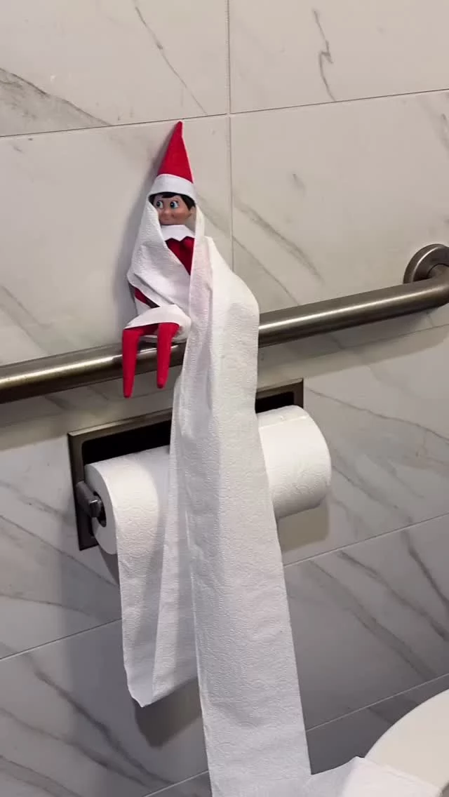 It is so cold in our office that even our #elfontheshelf had to improvise with a toilet paper parka 🥶 

#christmas time #workplace #fun